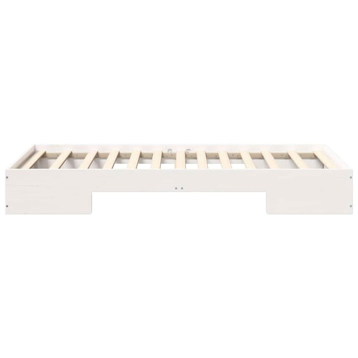 Cadru de pat de podea Alb 75 x 190 cm Lemn masiv de pin - WALTI WALTI