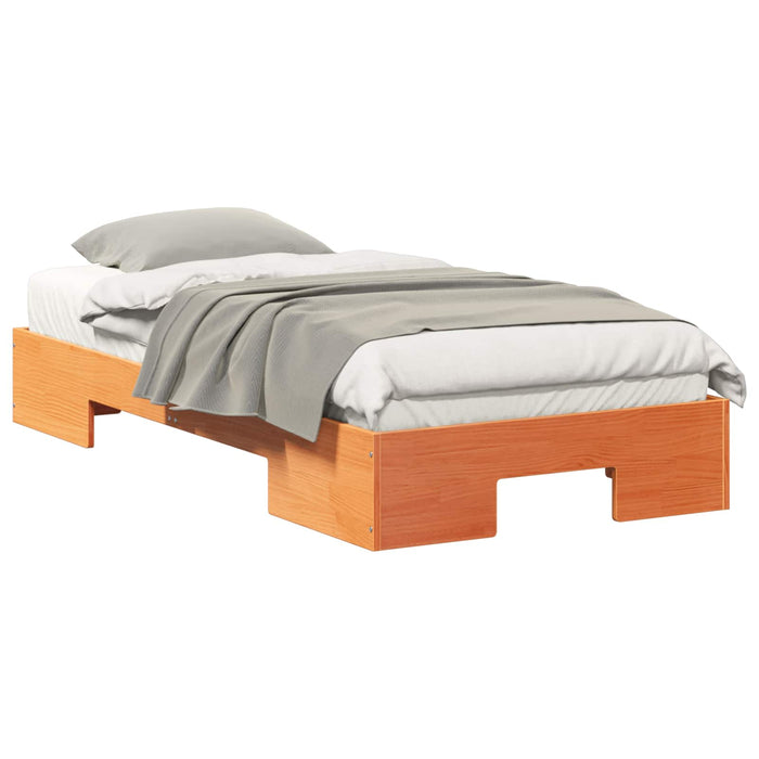 Cadru de pat de podea Maro 75 x 190 cm Lemn masiv de pin - WALTI WALTI
