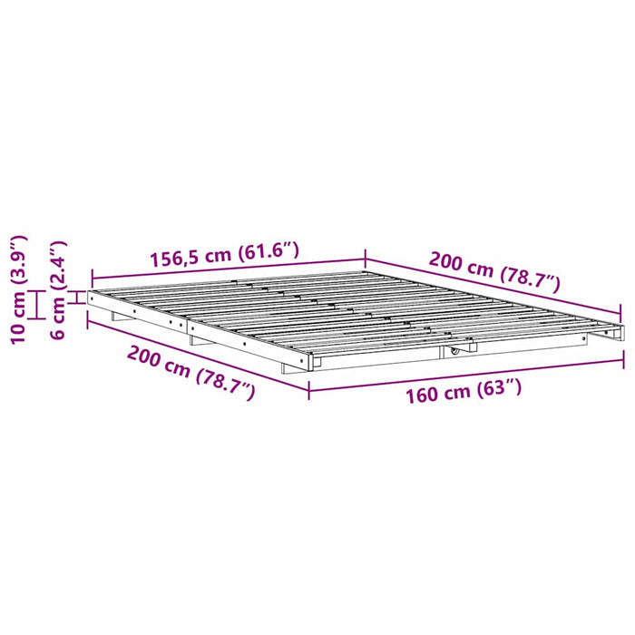 Cadru de pat Alb 160 x 200 cm Lemn de pin masiv - WALTI WALTI
