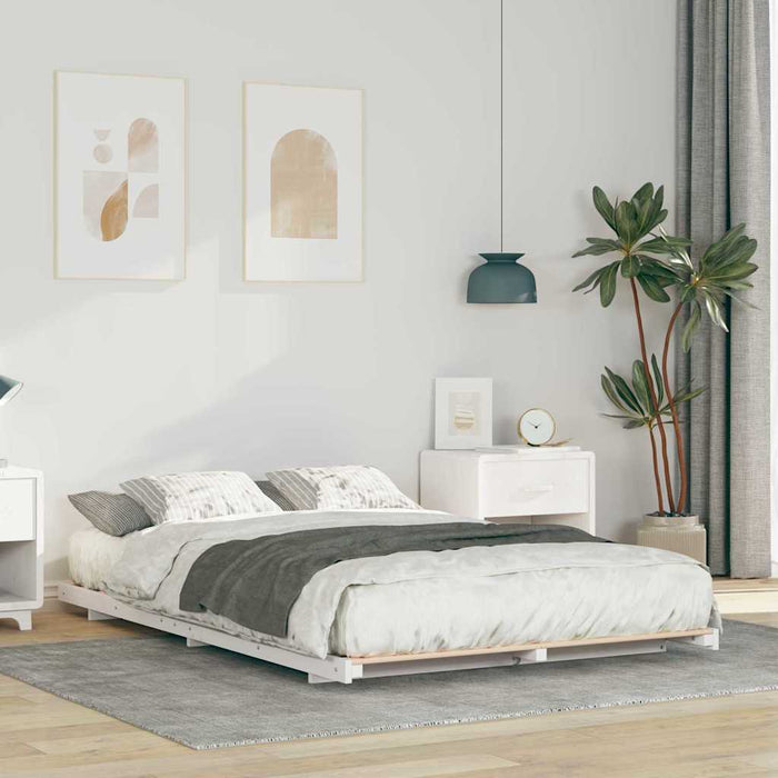 Cadru de pat Alb 140 x 190 cm Lemn de pin masiv - WALTI WALTI