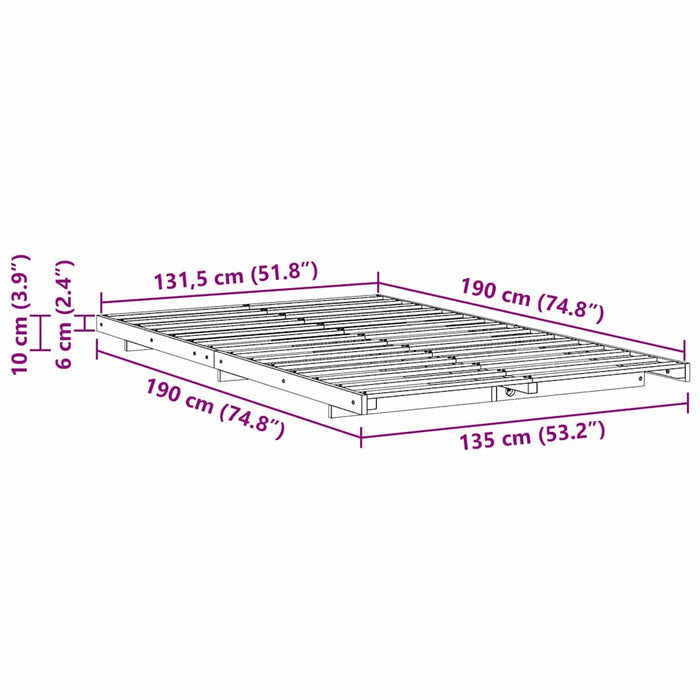 Cadru de pat Maroniu cerat 135 x 190 cm Lemn de pin masiv - WALTI WALTI