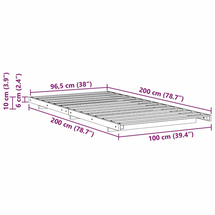 Cadru de pat Alb 100 x 200 cm Lemn de pin masiv - WALTI WALTI