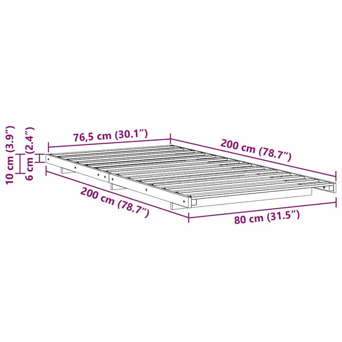 Cadru de pat Maroniu cerat 80 x 200 cm Lemn de pin masiv - WALTI WALTI