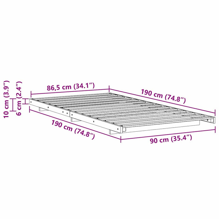 Cadru de pat Alb 90 x 190 cm Lemn de pin masiv - WALTI WALTI