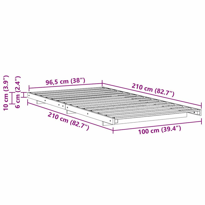 Cadru de pat Maroniu cerat 100 x 210 cm Lemn de pin masiv - WALTI WALTI