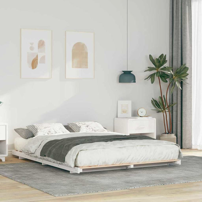 Cadru de pat Alb 160 x 210 cm Lemn de pin masiv - WALTI WALTI
