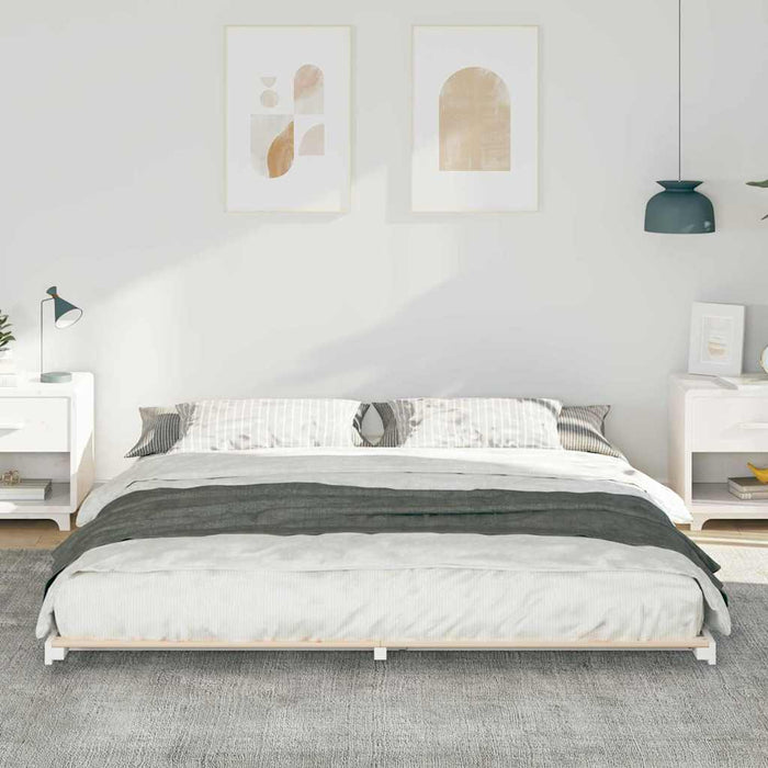 Cadru de pat Alb 200 x 210 cm Lemn de pin masiv - WALTI WALTI