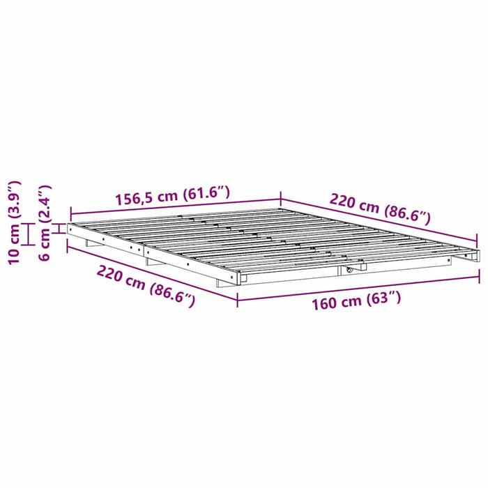 Cadru de pat Maroniu cerat 160 x 220 cm Lemn de pin masiv - WALTI WALTI