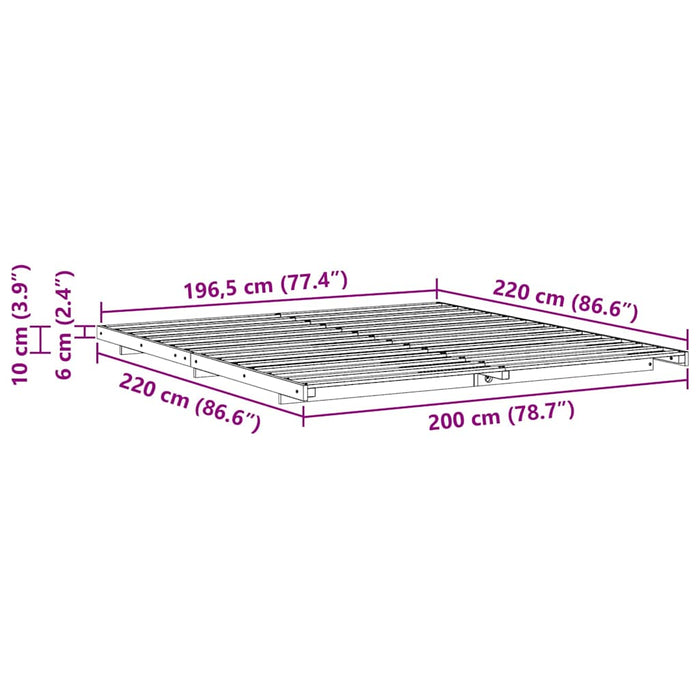Cadru de pat Alb 200 x 220 cm Lemn de pin masiv - WALTI WALTI
