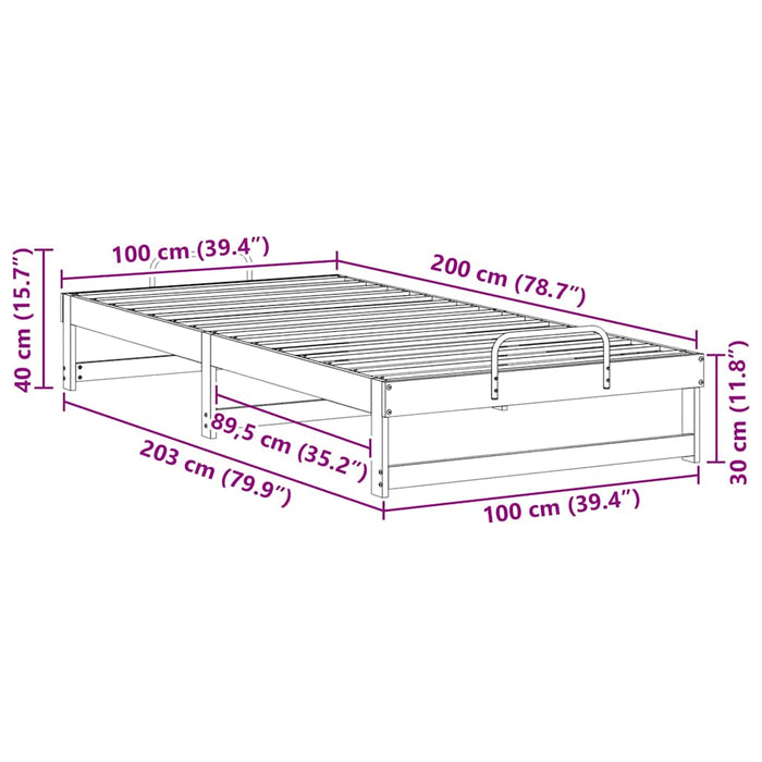 Cadru de pat Maro 100 x 200 cm Lemn de pin masiv - WALTI WALTI