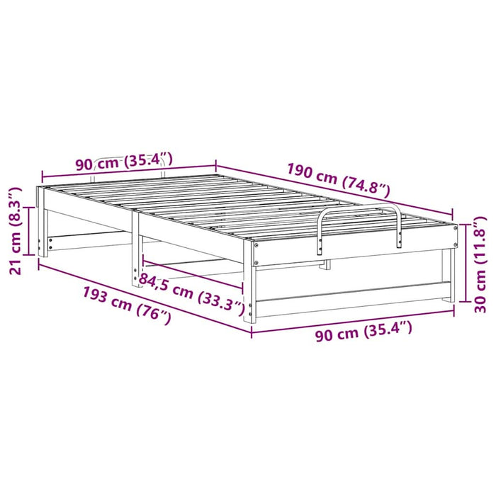Cadru de pat Alb 90 x 190 cm Lemn de pin masiv - WALTI WALTI