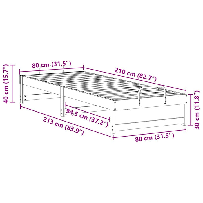 Cadru de pat Maro 80 x 210 cm Lemn de pin masiv - WALTI WALTI