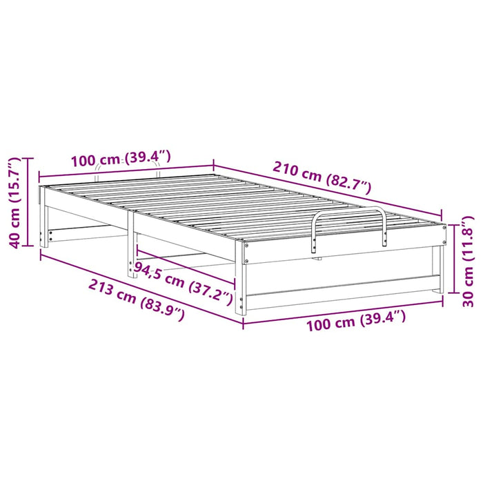 Cadru de pat Maro 100 x 210 cm Lemn de pin masiv - WALTI WALTI