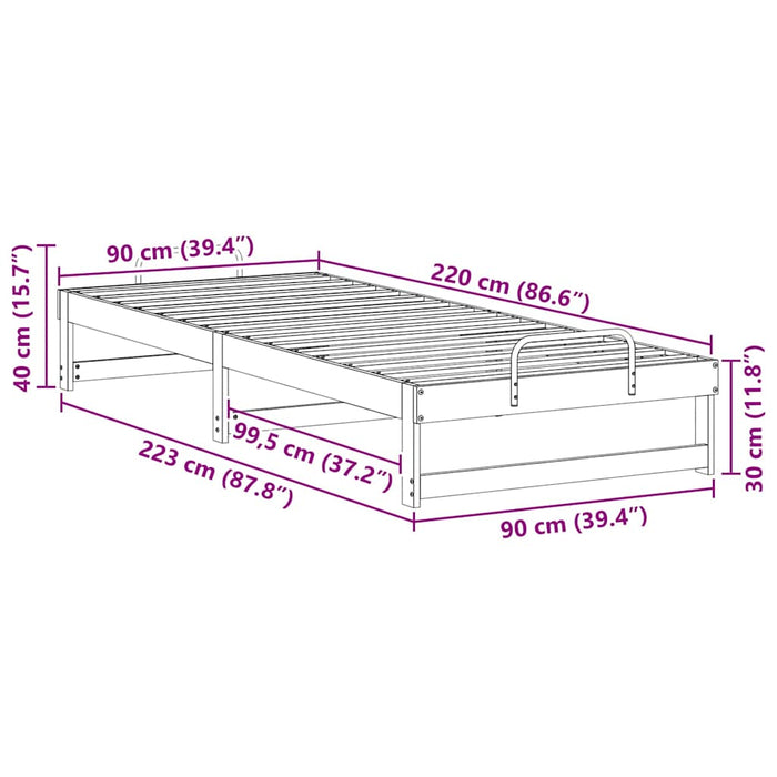Cadru de pat Maro 90 x 220 cm Lemn de pin masiv - WALTI WALTI
