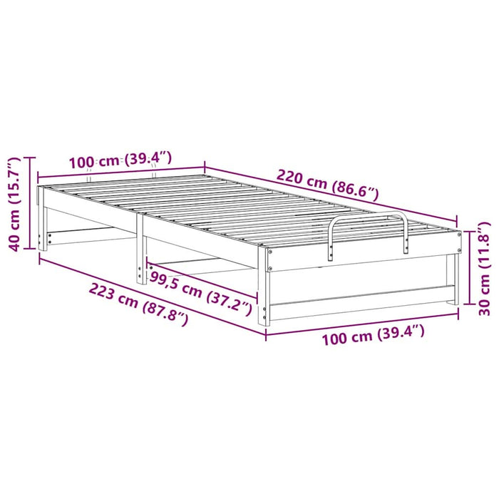Cadru de pat Maro 100 x 220 cm Lemn de pin masiv - WALTI WALTI