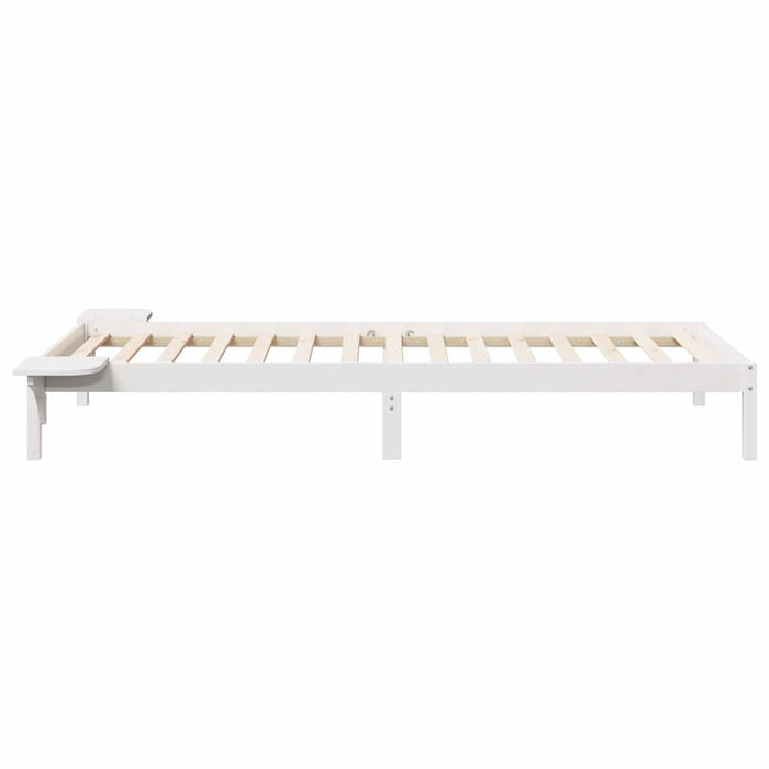 Cadru de pat cu mese laterale Alb 90 x 210 cm Lemn de pin masiv - WALTI WALTI