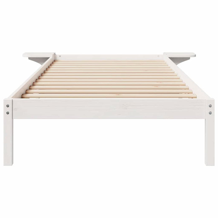 Cadru de pat cu mese laterale Alb 80 x 220 cm Lemn de pin masiv - WALTI WALTI