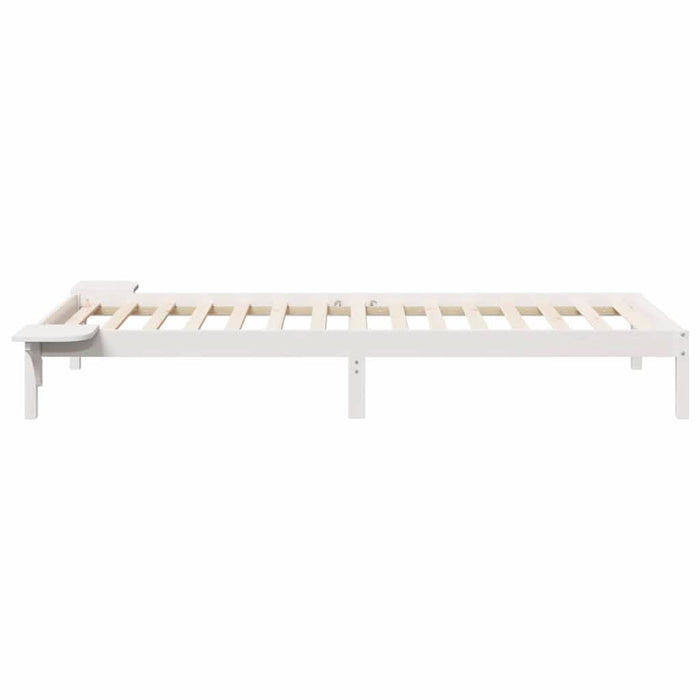 Cadru de pat cu mese laterale Alb 80 x 220 cm Lemn de pin masiv - WALTI WALTI