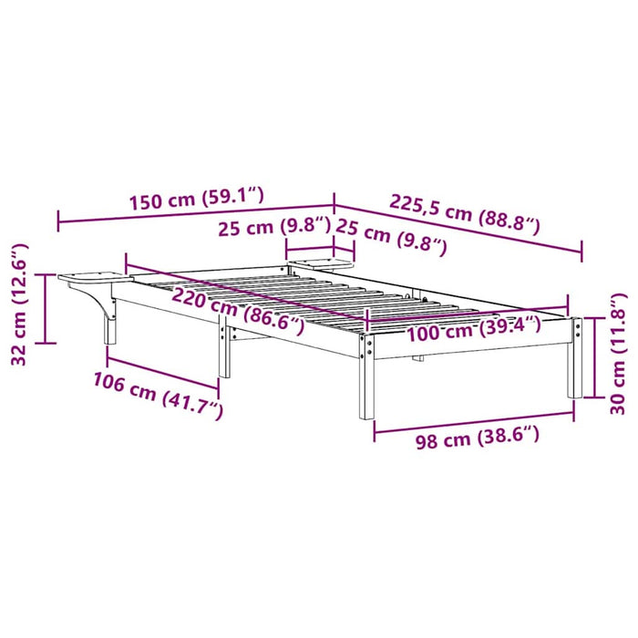 Cadru de pat cu mese laterale Maroniu cerat 100 x 220 cm - WALTI WALTI