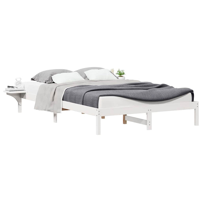Cadru de pat cu mese laterale Alb 160 x 220 cm - WALTI WALTI