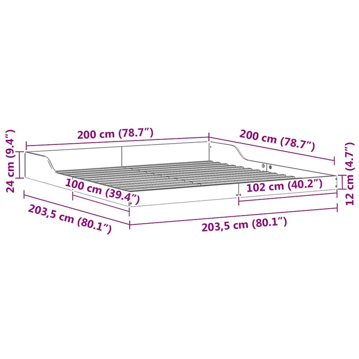 Cadru de pat Alb 200 x 200 cm Lemn de pin masiv - WALTI WALTI