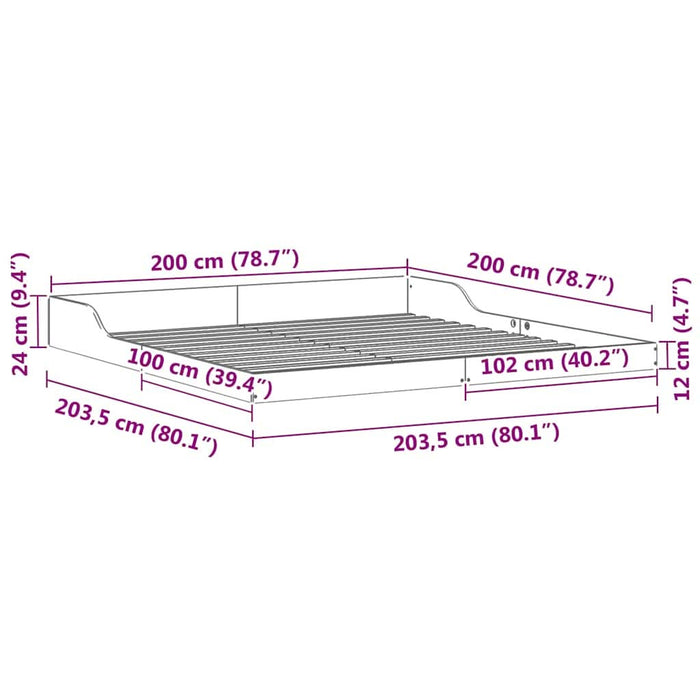 Cadru de pat Maroniu cerat 200 x 200 cm Lemn de pin masiv - WALTI WALTI
