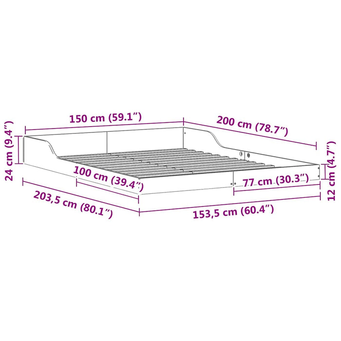 Cadru de pat Alb 150 x 200 cm Lemn de pin masiv - WALTI WALTI