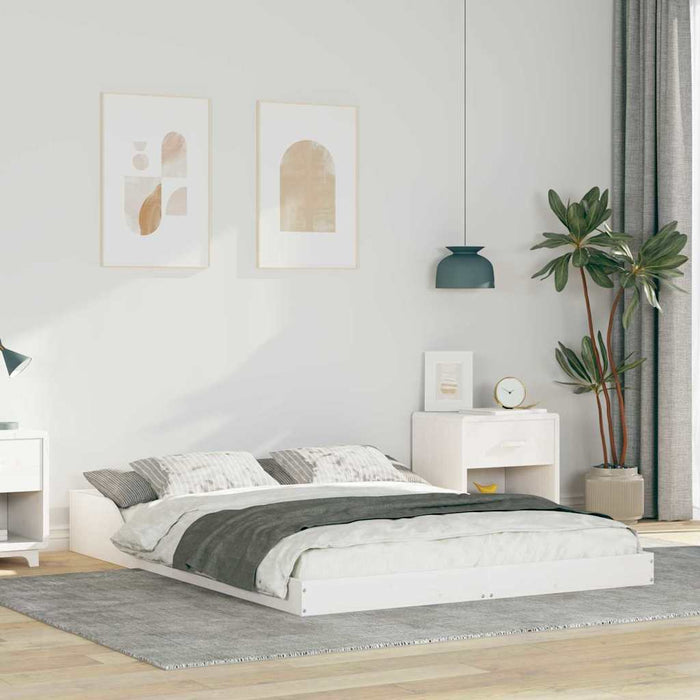 Cadru de pat Alb 135 x 190 cm Lemn de pin masiv - WALTI WALTI