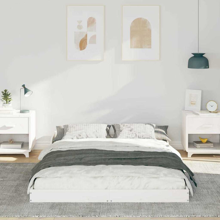 Cadru de pat Alb 135 x 190 cm Lemn de pin masiv - WALTI WALTI