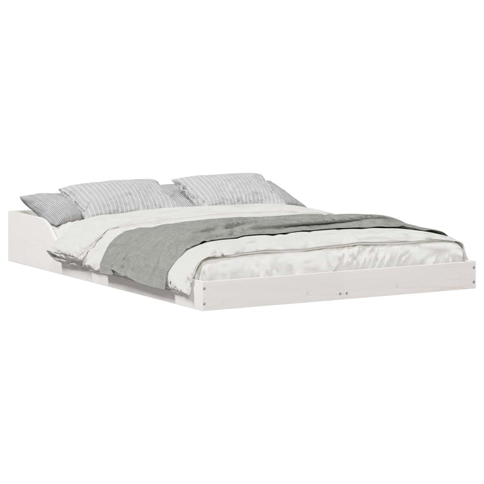 Cadru de pat Alb 135 x 190 cm Lemn de pin masiv - WALTI WALTI