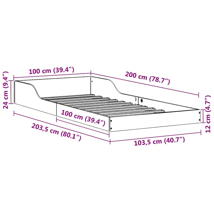Cadru de pat Maroniu cerat 100 x 200 cm Lemn de pin masiv - WALTI WALTI