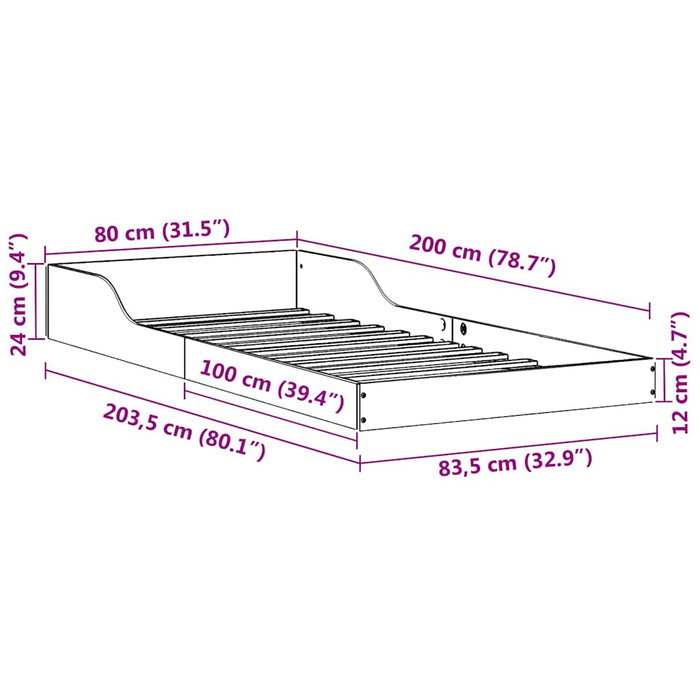 Cadru de pat natural 80 x 200 cm Lemn de pin masiv - WALTI WALTI
