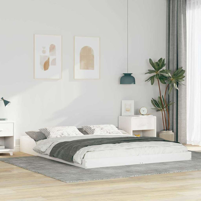 Cadru de pat Alb 140 x 210 cm Lemn de pin masiv - WALTI WALTI