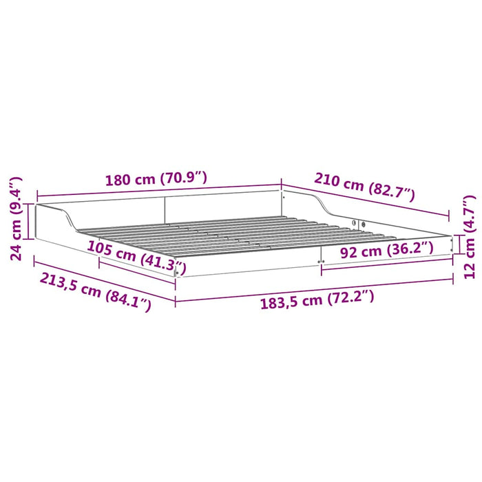 Cadru de pat Alb 180 x 210 cm Lemn de pin masiv - WALTI WALTI