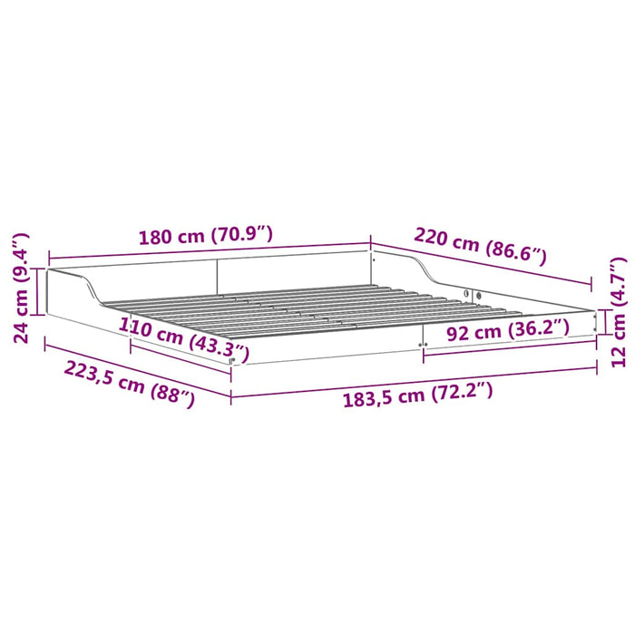 Cadru de pat Maroniu cerat 180 x 220 cm Lemn de pin masiv - WALTI WALTI