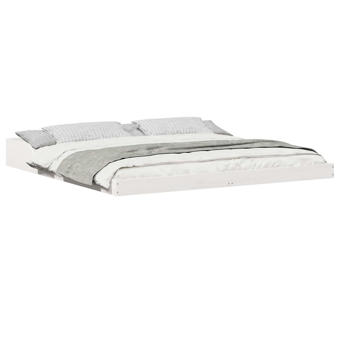 Cadru de pat Alb 200 x 220 cm Lemn de pin masiv - WALTI WALTI