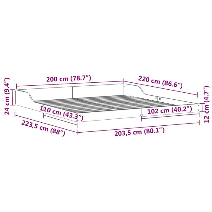 Cadru de pat Alb 200 x 220 cm Lemn de pin masiv - WALTI WALTI