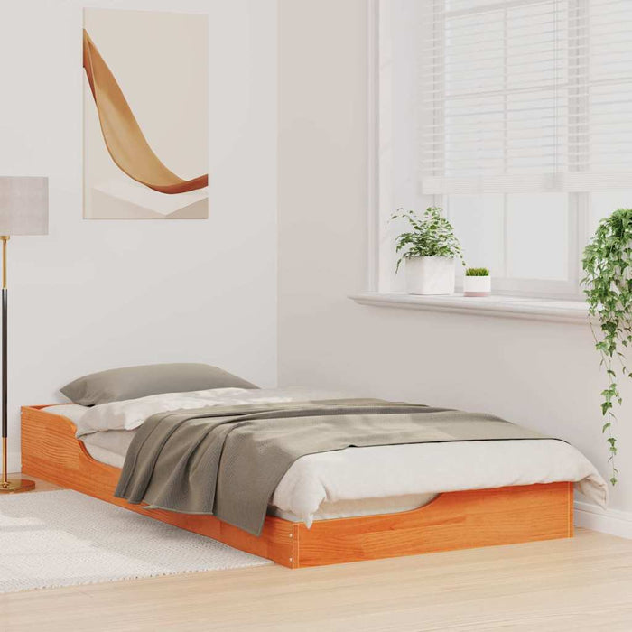 Cadru de pat Maroniu cerat 100 x 200 cm Lemn de pin masiv - WALTI WALTI