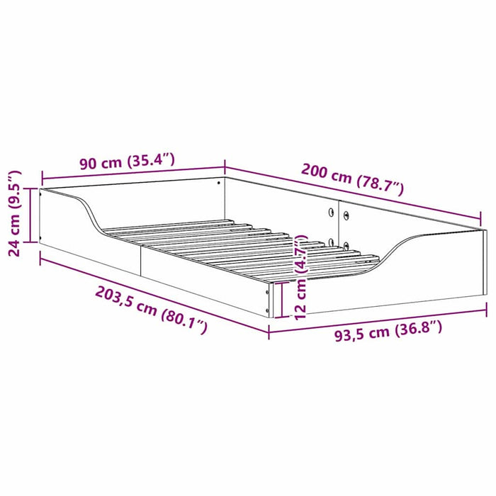 Cadru de pat Alb 90 x 200 cm Lemn de pin masiv - WALTI WALTI
