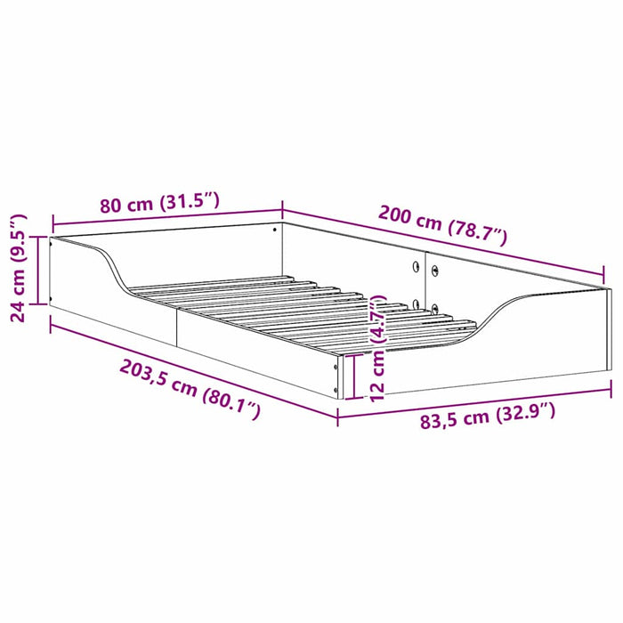 Cadru de pat Alb 80 x 200 cm Lemn de pin masiv - WALTI WALTI