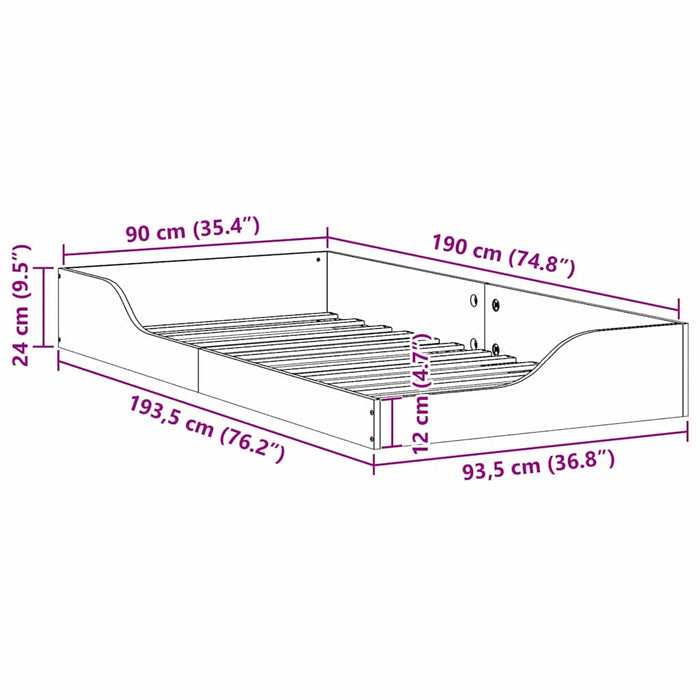 Cadru de pat Alb 90 x 190 cm Lemn de pin masiv - WALTI WALTI
