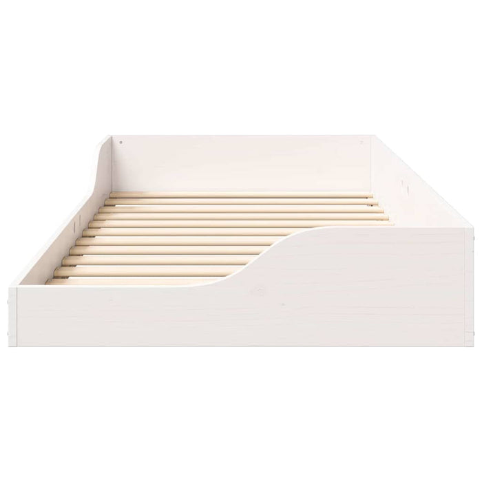 Cadru de pat de podea Alb 75 x 190 cm Lemn masiv de pin - WALTI WALTI
