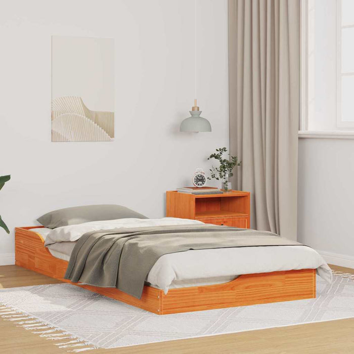 Cadru de pat Maroniu cerat 75 x 190 cm Lemn de pin masiv - WALTI WALTI
