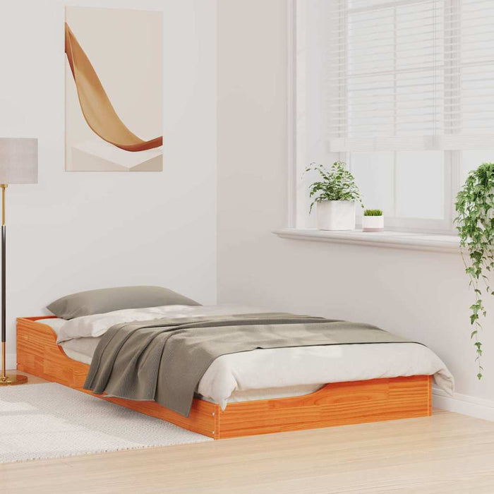 Cadru de pat Maroniu cerat 75 x 190 cm Lemn de pin masiv - WALTI WALTI