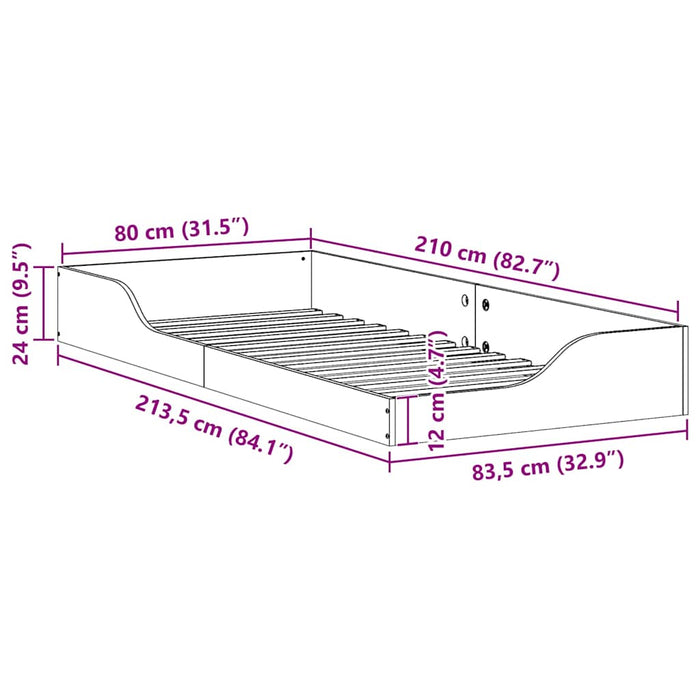 Cadru de pat Maroniu cerat 80 x 210 cm Lemn de pin masiv - WALTI WALTI