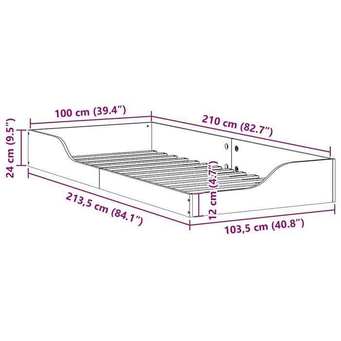 Cadru de pat Alb 100 x 210 cm Lemn de pin masiv - WALTI WALTI
