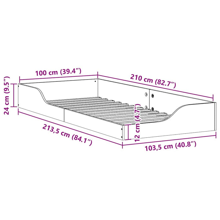 Cadru de pat Maroniu cerat 100 x 210 cm Lemn de pin masiv - WALTI WALTI