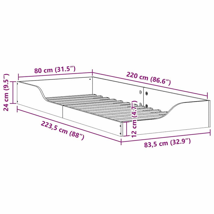 Cadru de pat Alb 80 x 220 cm Lemn de pin masiv - WALTI WALTI