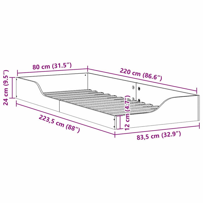 Cadru de pat Maroniu cerat 80 x 220 cm Lemn de pin masiv - WALTI WALTI