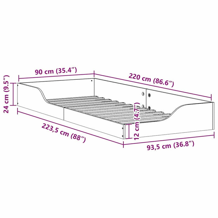 Cadru de pat Maroniu cerat 90 x 220 cm Lemn de pin masiv - WALTI WALTI